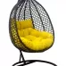 Подвесное двухместное кресло-кокон ФИДЖИ шоколад + каркас (Подвесное кресло-кокон ФИДЖИ шоколад + желтая подушка (полиэстер) FID 401)