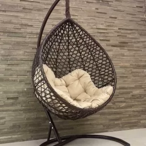 Подвесное кресло-кокон Montblanc (Монблан) коричневый + каркас (Подвесное кресло-кокон Montblanc (Монблан) коричневый + каркас (бежевая подушка Relax))
