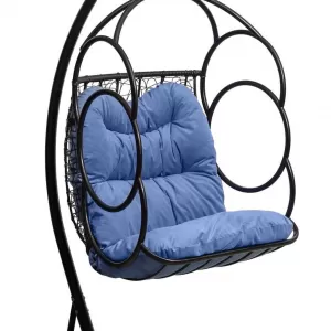 Подвесное кресло-кокон SENATORE черный + каркас (Подвесное кресло-кокон SENATORE черный+ синяя подушка SEN 102)