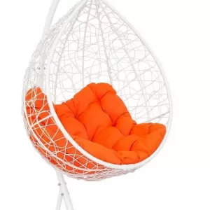 Подвесное кресло-кокон SEVILLA RELAX белый + каркас (Подвесное кресло-кокон SEVILLA RELAX белый + оранжевая подушка SEV-5 213)