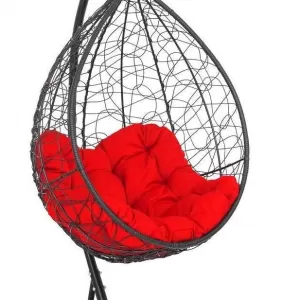 Подвесное кресло-кокон SEVILLA RELAX черный + каркас (Подвесное кресло-кокон SEVILLA RELAX черный + красная подушка SEV-5 106)