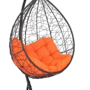 Подвесное кресло-кокон SEVILLA RELAX черный + каркас (Подвесное кресло-кокон SEVILLA RELAX черный + оранжевая подушка SEV-5 113)