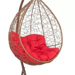 Подвесное кресло-кокон SEVILLA RELAX горячий шоколад + каркас (Подвесное кресло-кокон SEVILLA RELAX горячий шоколад + красная подушка SEV-5 406)