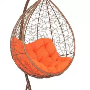 Подвесное кресло-кокон SEVILLA RELAX горячий шоколад + каркас (Подвесное кресло-кокон SEVILLA RELAX горячий шоколад + оранжевая подушка SEV-5 413)