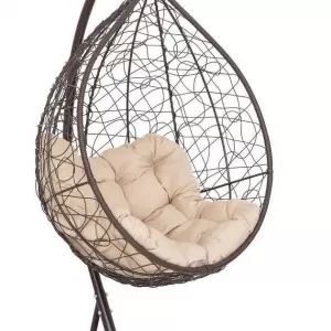 Подвесное кресло-кокон SEVILLA RELAX коричневый + каркас (Подвесное кресло-кокон SEVILLA RELAX коричневый + бежевая подушка SEV-5 301)