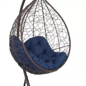 Подвесное кресло-кокон SEVILLA RELAX коричневый + каркас (Подвесное кресло-кокон SEVILLA RELAX коричневый + темно-синяя подушка SEV-5 310)