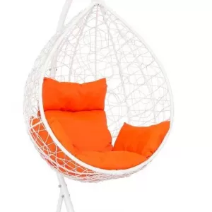 Подвесное кресло-кокон SEVILLA белый  + каркас (Подвесное кресло-кокон SEVILLA белый + оранжевая подушка SEV-1 212)