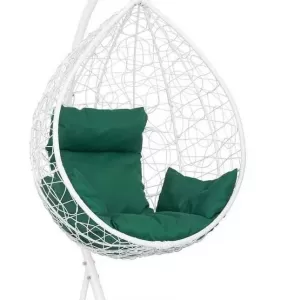 Подвесное кресло-кокон SEVILLA белый  + каркас (Подвесное кресло-кокон SEVILLA белый + зеленая подушка SEV-1 203)