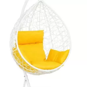 Подвесное кресло-кокон SEVILLA белый  + каркас (Подвесное кресло-кокон SEVILLA белый + желтая подушка SEV-1 207)