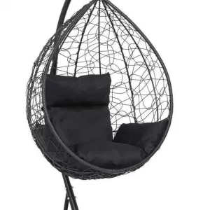Подвесное кресло-кокон SEVILLA черный + каркас (Подвесное кресло-кокон SEVILLA черный + черная подушка SEV-1 105)
