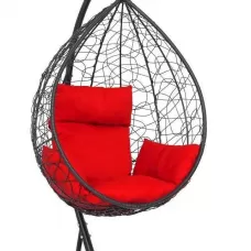 Подвесное кресло-кокон SEVILLA черный + каркас (Подвесное кресло-кокон SEVILLA черный + красная подушка SEV-1 106)