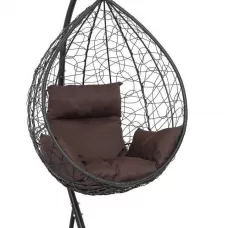 Подвесное кресло-кокон SEVILLA черный + каркас (Подвесное кресло-кокон SEVILLA черный  + шоколад подушка SEV-1 102)