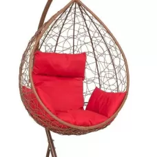 Подвесное кресло-кокон SEVILLA горячий шоколад + каркас (Подвесное кресло-кокон SEVILLA горячий шоколад + красная подушка SEV-1 406)