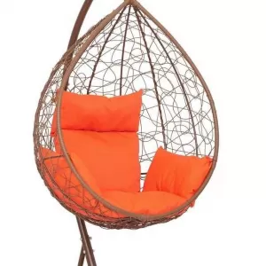 Подвесное кресло-кокон SEVILLA горячий шоколад + каркас (Подвесное кресло-кокон SEVILLA горячий шоколад + оранжевая подушка SEV-1 412)