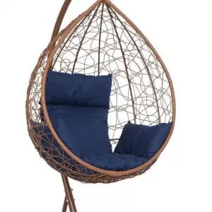 Подвесное кресло-кокон SEVILLA горячий шоколад + каркас (Подвесное кресло-кокон SEVILLA горячий шоколад + темно-синяя подушка SEV-1 409)