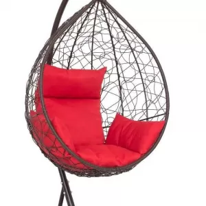 Подвесное кресло-кокон SEVILLA коричневый  + каркас (Подвесное кресло-кокон SEVILLA коричневый + красная подушка SEV-1 306)
