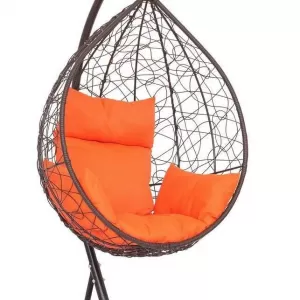 Подвесное кресло-кокон SEVILLA коричневый  + каркас (Подвесное кресло-кокон SEVILLA коричневый + оранжевая подушка SEV-1 312)