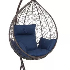 Подвесное кресло-кокон SEVILLA коричневый  + каркас (Подвесное кресло-кокон SEVILLA коричневый + темно-синяя подушка SEV-1 309)