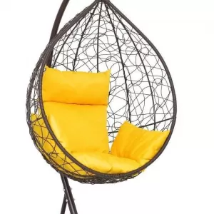 Подвесное кресло-кокон SEVILLA коричневый  + каркас (Подвесное кресло-кокон SEVILLA коричневый + желтая подушка SEV-1 307)