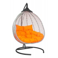 Подвесное двухместное кресло-кокон ФИДЖИ серый + каркас (Подвесное кресло-кокон ФИДЖИ серый + салатовая подушка (полиэстер) FID 503/1)