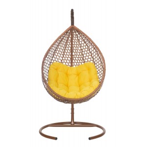 Подвесное кресло-кокон Montblanc (Монблан) горячий шоколад + каркас (Подвесное кресло-кокон Montblanc (Монблан) горячий шоколад + каркас (желтая подушка Relax) MONB 408)